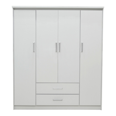 Ντουλάπα ρούχων τετράφυλλη Olympus pakoworld σε λευκή απόχρωση 159x57x183εκ