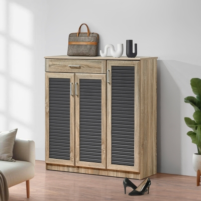 Παπουτσοθήκη-ντουλάπι Sante pakoworld 30 ζεύγων σε sonoma-ανθρακί απόχρωση 120x37x123εκ