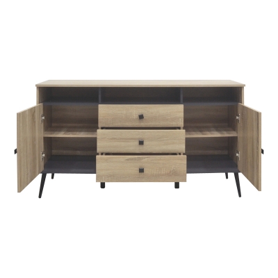 Μπουφές Zezan pakoworld σε sonoma-ανθρακί απόχρωση 140.5x41.5x80εκ