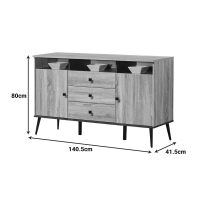 Μπουφές Zezan pakoworld σε sonoma-ανθρακί απόχρωση 140.5x41.5x80εκ