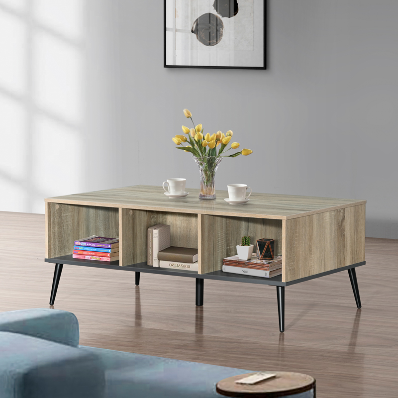 Τραπέζι σαλονιού Zezan pakoworld σε sonoma-ανθρακί απόχρωση 121x60x44.5εκ Τραπέζι σαλονιού Zezan pakoworld σε sonoma-ανθρακί απόχρωση 121x60x44.5εκ