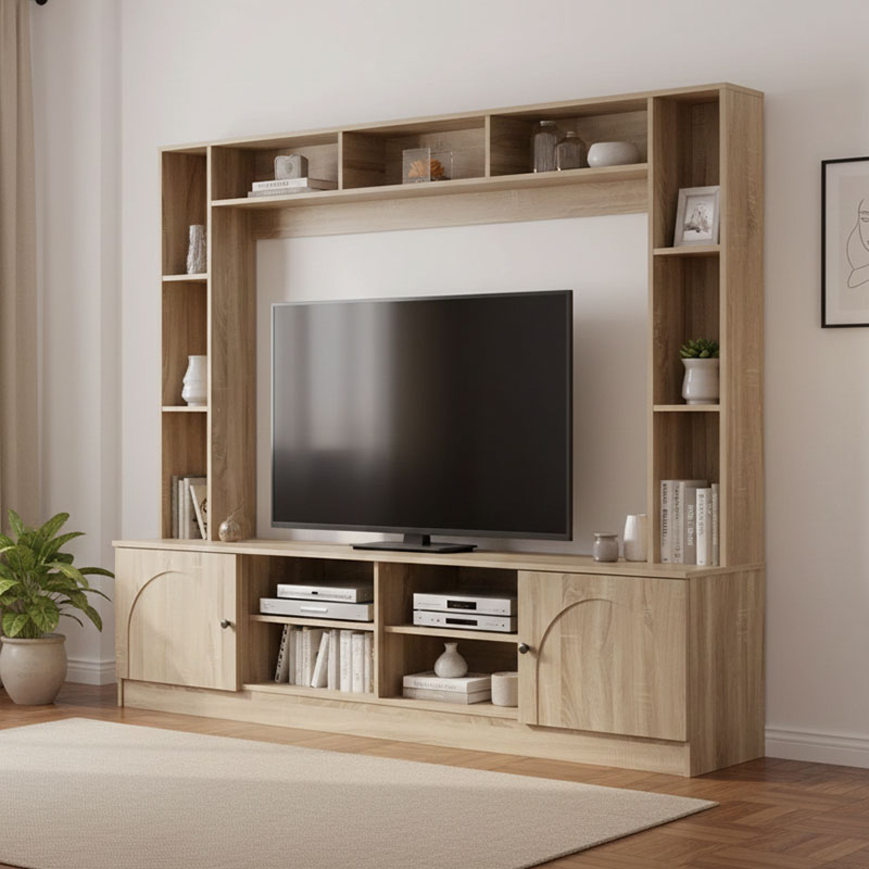 Σύνθετο σαλονιού Ambera pakoworld σε sonoma απόχρωση 200x40x171.5εκ