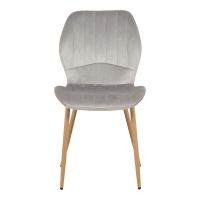 Καρέκλα Jelour pakoworld βελούδο σε γκρι απόχρωση-πόδια φυσικά μεταλλικά 46.5x60x84εκ