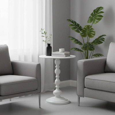 Βοηθητικό τραπέζι Anesor pakoworld μέταλλο σε κρεμ απόχρωση Φ40x52εκ