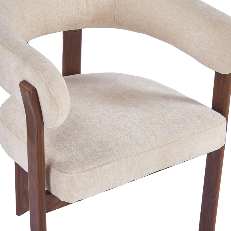 Πολυθρόνα Erebus pakoworld μπεζ ύφασμα με καρυδί μεταλλικά πόδια 64x55x76,5εκ