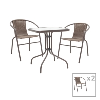 Tραπεζαρία Obbi-Watson pakoworld σετ 3τεμ καφέ μέταλλο-pe rattan 60x60x70εκ Tραπεζαρία Obbi-Watson pakoworld σετ 3τεμ καφέ μέταλλο-pe rattan 60x60x70εκ