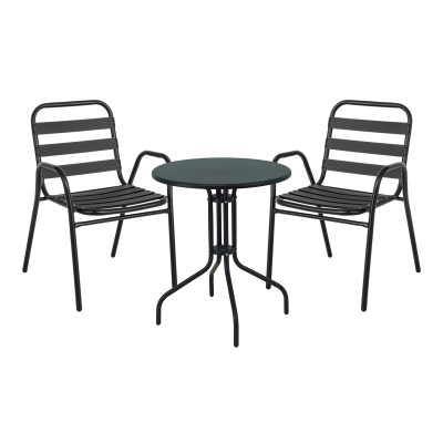 Τραπεζαρία Vergo-Sussie pakoworld 3τεμ μαύρο μέταλλο Φ60x70εκ