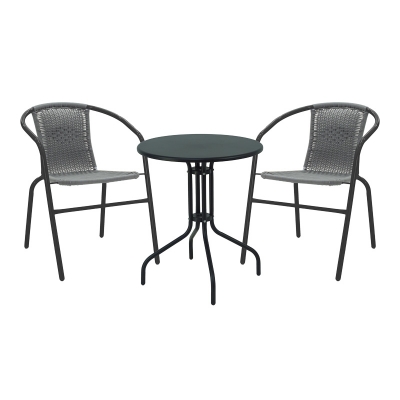 Τραπεζαρία Vergo-Obbi pakoworld 3τεμ μαύρο μέταλλο Φ60x70εκ