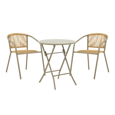 Τραπεζαρία Albero-Lindaria pakoworld 3τεμ μέταλλο σε σαμπανιζε απόχρωση Φ60x70εκ