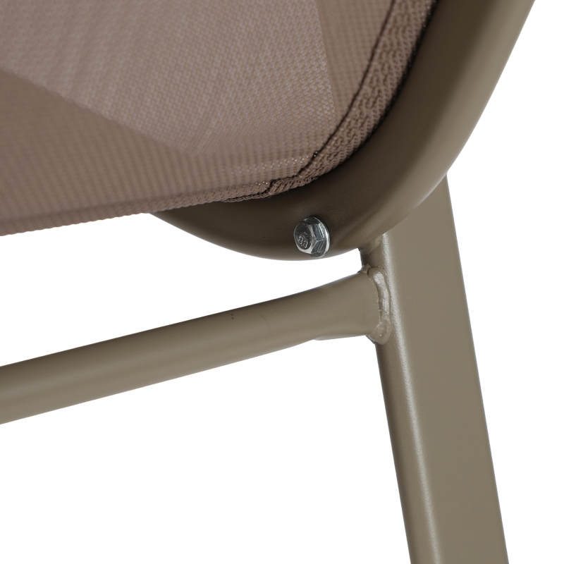 Σκαμπό μπαρ μεσαίου ύψους Calan pakoworld σαμπανιζέ μέταλλο-textilene σε ανοιχτή καφέ απόχρωση 55x70x114εκ