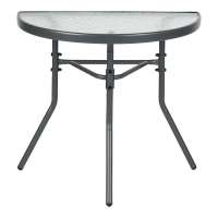 Τραπέζι ημικυκλικό Bion pakoworld γυαλί-μέταλλο σε ανθρακί απόχρωση 70x40x65εκ