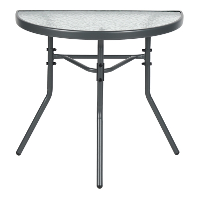 Τραπέζι ημικυκλικό Bion pakoworld γυαλί-μέταλλο σε ανθρακί απόχρωση 70x40x65εκ Τραπέζι ημικυκλικό Bion pakoworld γυαλί-μέταλλο σε ανθρακί απόχρωση 70x40x65εκ