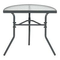 Τραπέζι ημικυκλικό Bion pakoworld γυαλί-μέταλλο σε ανθρακί απόχρωση 70x40x65εκ