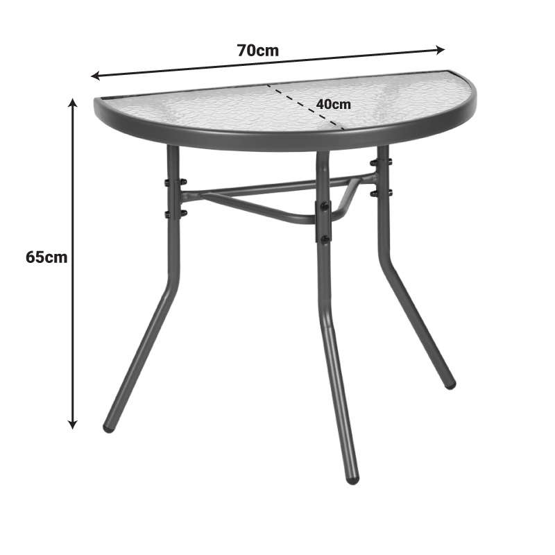 Τραπέζι ημικυκλικό Bion pakoworld γυαλί-μέταλλο σε καφέ απόχρωση 70x40x65εκ