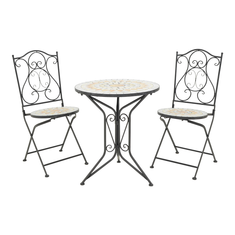 Τραπεζαρία Sellis pakoworld σετ 3τεμ μωσαικό-μέταλλο μαύρο Τραπεζαρία Sellis pakoworld σετ 3τεμ μωσαικό-μέταλλο μαύρο