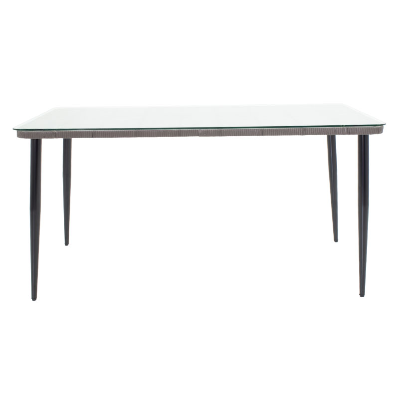 Τραπέζι Naoki pakoworld μέταλλο μαύρο-pe γκρι-γυαλί 160x90x78εκ Τραπέζι Naoki pakoworld μέταλλο μαύρο-pe γκρι-γυαλί 160x90x78εκ