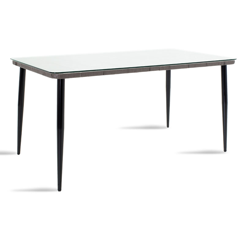 Τραπέζι Naoki pakoworld μέταλλο μαύρο-pe γκρι-γυαλί 160x90x78εκ Τραπέζι Naoki pakoworld μέταλλο μαύρο-pe γκρι-γυαλί 160x90x78εκ
