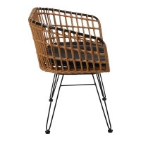 Καναπές 2θέσιος Naoki pakoworld μέταλλο μαύρο-pe φυσικό 120x55x79εκ