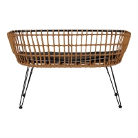 Καναπές 2θέσιος Naoki pakoworld μέταλλο μαύρο-pe φυσικό 120x55x79εκ