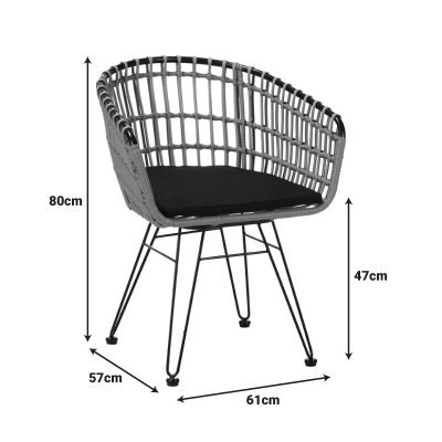 Πολυθρόνα Naoki pakoworld μαύρο μέταλλο-pe φυσικό