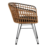 Πολυθρόνα Naoki pakoworld μαύρο μέταλλο-pe φυσικό