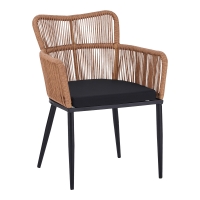 Πολυθρόνα Naoki pakoworld pe rattan -metal σε φυσική απόχρωση με μαύρα πόδια/μαξιλάρι 59x62.5x78εκ Πολυθρόνα Naoki pakoworld pe rattan -metal σε φυσική απόχρωση με μαύρα πόδια/μαξιλάρι 59x62.5x78εκ