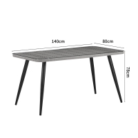 Τραπεζαρία Naoki σετ 5 τεμ pakoworld γυάλινο- pe rattan σε φυσική απόχρωση με μαυρα πόδια 140x80x78εκ