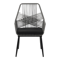 Πολυθρόνα Tanish pakoworld pe rattan σε γκρι απόχρωση με μαύρα μεταλλικά πόδια 58x58.5x87εκ Πολυθρόνα Tanish pakoworld pe rattan σε γκρι απόχρωση με μαύρα μεταλλικά πόδια 58x58.5x87εκ