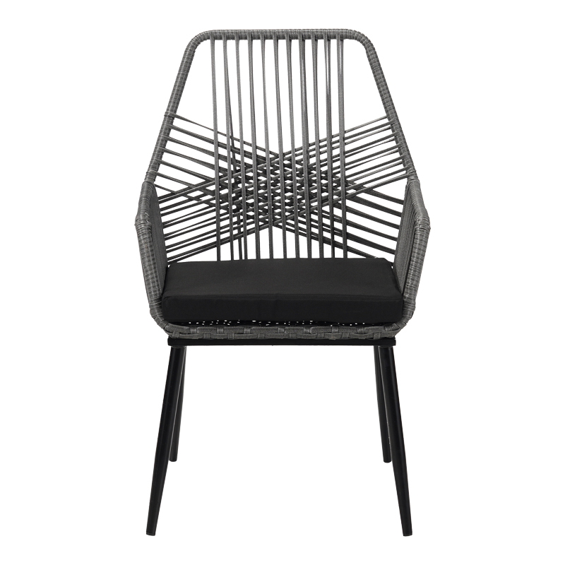 Πολυθρόνα Tanish pakoworld pe rattan σε γκρι απόχρωση με μαύρα μεταλλικά πόδια 58x58.5x87εκ Πολυθρόνα Tanish pakoworld pe rattan σε γκρι απόχρωση με μαύρα μεταλλικά πόδια 58x58.5x87εκ