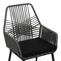 Πολυθρόνα Tanish pakoworld pe rattan σε γκρι απόχρωση με μαύρα μεταλλικά πόδια 58x58.5x87εκ Πολυθρόνα Tanish pakoworld pe rattan σε γκρι απόχρωση με μαύρα μεταλλικά πόδια 58x58.5x87εκ