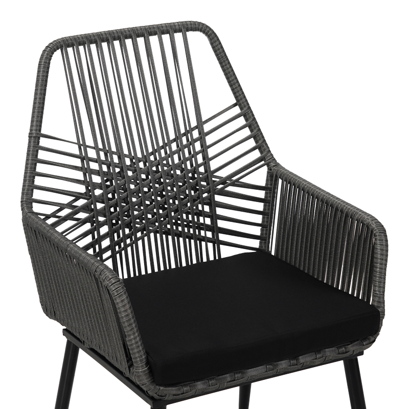 Πολυθρόνα Tanish pakoworld pe rattan σε γκρι απόχρωση με μαύρα μεταλλικά πόδια 58x58.5x87εκ Πολυθρόνα Tanish pakoworld pe rattan σε γκρι απόχρωση με μαύρα μεταλλικά πόδια 58x58.5x87εκ
