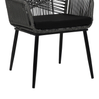 Πολυθρόνα Tanish pakoworld pe rattan σε γκρι απόχρωση με μαύρα μεταλλικά πόδια 58x58.5x87εκ Πολυθρόνα Tanish pakoworld pe rattan σε γκρι απόχρωση με μαύρα μεταλλικά πόδια 58x58.5x87εκ