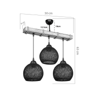 Φωτιστικό οροφής τρίφωτο Fiona pakoworld Ε27 κρεμ-φυσικό 50x20x63εκ