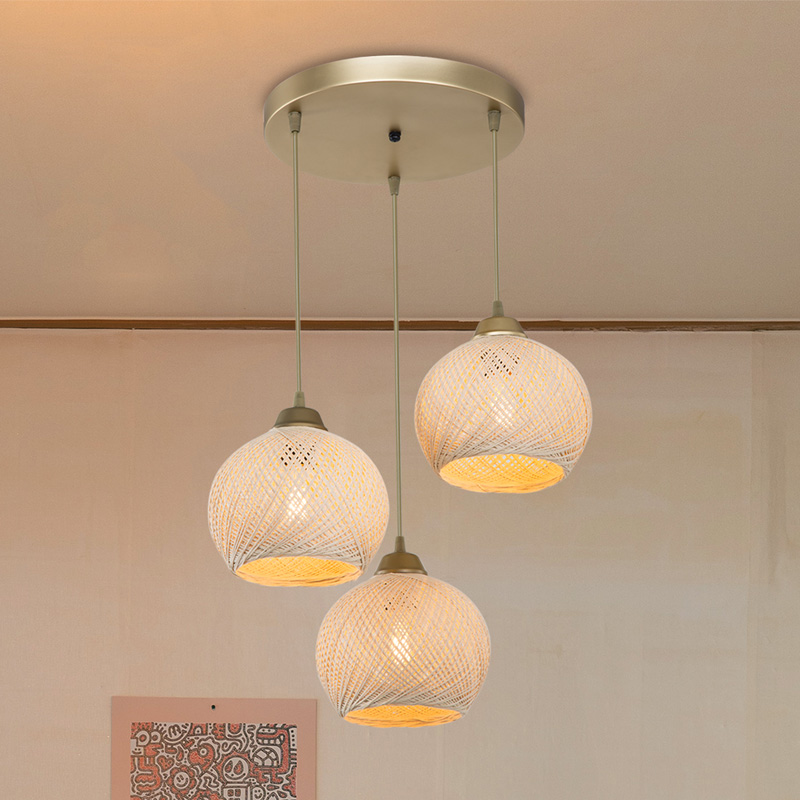 Φωτιστικό οροφής τρίφωτο PWL-1121 pakoworld Ε27 κρεμ-χρυσό Φ40x75εκ