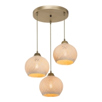 Φωτιστικό οροφής τρίφωτο PWL-1121 pakoworld Ε27 κρεμ-χρυσό Φ40x75εκ