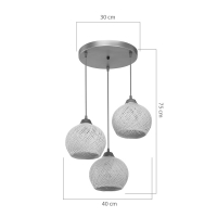 Φωτιστικό οροφής τρίφωτο PWL-1121 pakoworld Ε27 κρεμ-χρυσό Φ40x75εκ