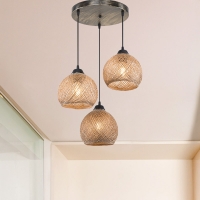 Φωτιστικό οροφής τρίφωτο PWL-1121 pakoworld Ε27 καφέ Φ40x75εκ