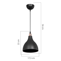 Φωτιστικό οροφής μονόφωτο Lofty pakoworld Ε27 μαύρο Φ18x22εκ