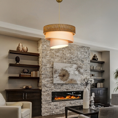 Φωτιστικό οροφής μονόφωτο Tazma pakoworld ύφασμα σε καφέ και κρεμ απόχρωση Φ38x65εκ Φωτιστικό οροφής μονόφωτο Tazma pakoworld ύφασμα σε καφέ και κρεμ απόχρωση Φ38x65εκ