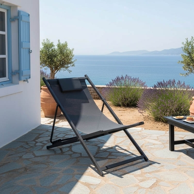 Σεζλόνγκ επαγγελματική Corte pakoworld αλουμίνιο-textilene ανθρακί Σεζλόνγκ επαγγελματική Corte pakoworld αλουμίνιο-textilene ανθρακί