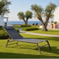 Ξαπλώστρα Kiara pakoworld αλουμίνιο-textilene ανθρακί στοιβαζόμενη Ξαπλώστρα Kiara pakoworld αλουμίνιο-textilene ανθρακί στοιβαζόμενη