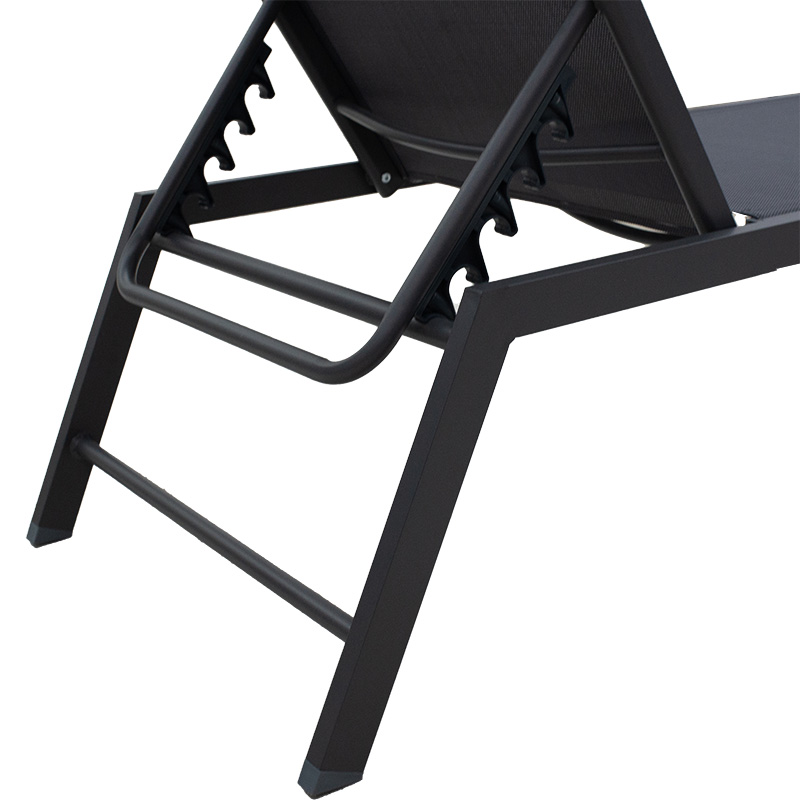 Ξαπλώστρα Kiara pakoworld αλουμίνιο-textilene ανθρακί στοιβαζόμενη