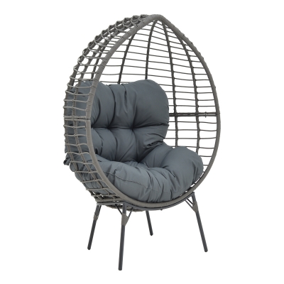 Πολυθρόνα Nestie  pakoworld wicker rattan γκρι-μεταλλικό γκρι πόδι-γκρι μαξιλάρι 102x80x155εκ Πολυθρόνα Nestie  pakoworld wicker rattan γκρι-μεταλλικό γκρι πόδι-γκρι μαξιλάρι 102x80x155εκ