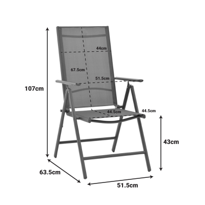 Πολυθρόνα Candor pakoworld ανθρακί μέταλλο και γκρι textilene 51.5x63.5x107εκ