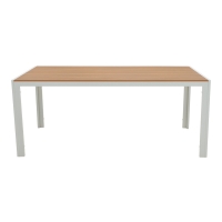 Τραπέζι Nares pakoworld αλουμίνιο λευκό-plywood φυσικό 180x90x72.5εκ Τραπέζι Nares pakoworld αλουμίνιο λευκό-plywood φυσικό 180x90x72.5εκ
