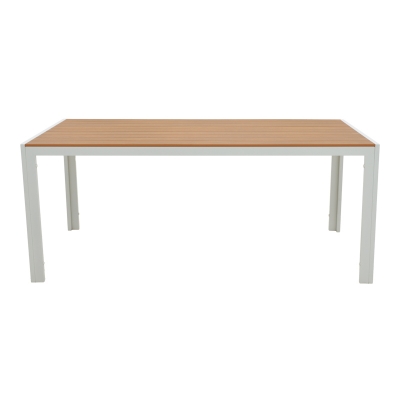 Τραπέζι Nares pakoworld αλουμίνιο λευκό-plywood φυσικό 180x90x72.5εκ Τραπέζι Nares pakoworld αλουμίνιο λευκό-plywood φυσικό 180x90x72.5εκ