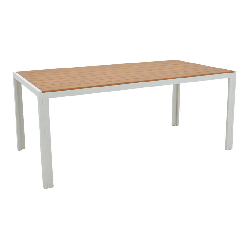 Τραπέζι Nares pakoworld αλουμίνιο λευκό-plywood φυσικό 180x90x72.5εκ Τραπέζι Nares pakoworld αλουμίνιο λευκό-plywood φυσικό 180x90x72.5εκ