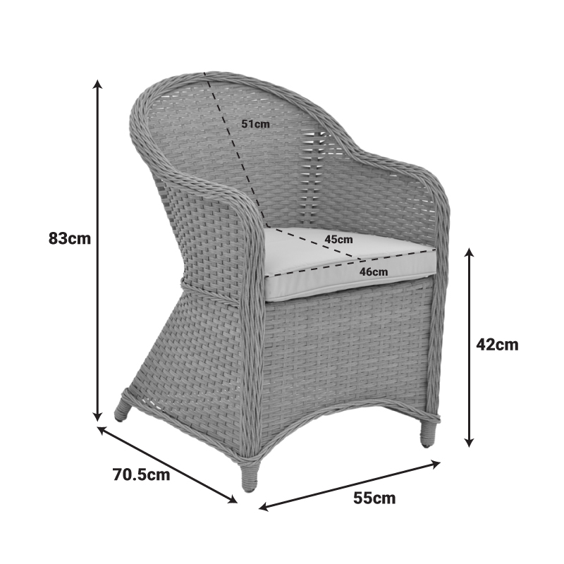 Πολυθρόνα κήπου Hadrian pakoworld rattan καφέ- textilene μπεζ 57x70x85εκ