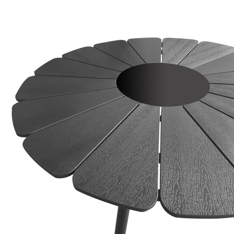 Τραπεζαρία Pinap-Dashiell σετ 5τεμ pakoworld μαύρο αλουμίνιο και plywood σε μαύρη απόχρωση Φ110x74εκ