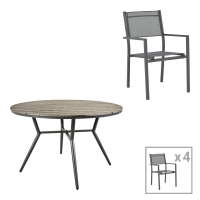 Τραπεζαρία Appa-Moly σετ 5τεμ pakoworld αλουμίνιο και plywood σε ανθρακί απόχρωση Φ120x74εκ Τραπεζαρία Appa-Moly σετ 5τεμ pakoworld αλουμίνιο και plywood σε ανθρακί απόχρωση Φ120x74εκ